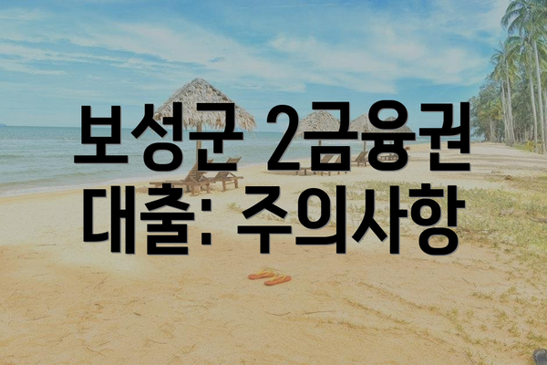 보성군 2금융권 대출: 주의사항