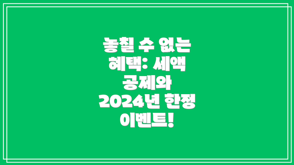 놓칠 수 없는 혜택: 세액 공제와 2024년 한정 이벤트!