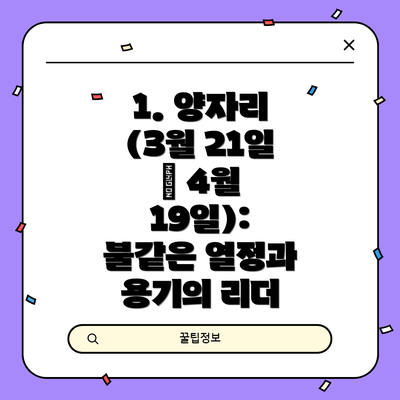 1. 양자리 (3월 21일 – 4월 19일): 불같은 열정과 용기의 리더
