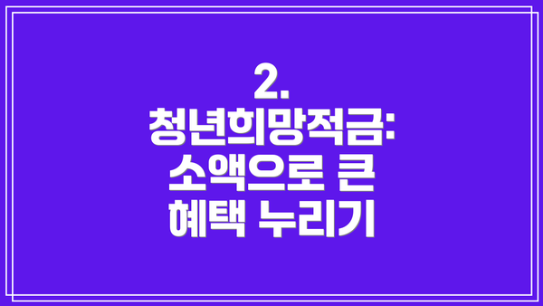 2. 청년희망적금:  소액으로 큰 혜택 누리기