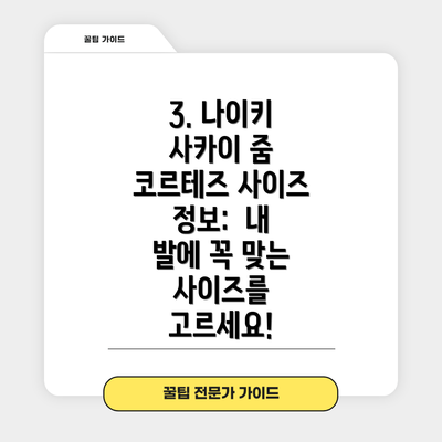 3. 나이키 사카이 줌 코르테즈 사이즈 정보:  내 발에 꼭 맞는 사이즈를 고르세요!