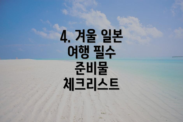 4. 겨울 일본 여행 필수 준비물 체크리스트