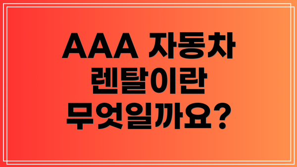AAA 자동차 렌탈이란 무엇일까요?