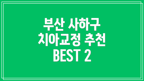 부산 사하구 치아교정 추천 BEST 2