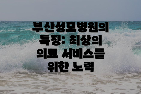 부산성모병원의 특징: 최상의 의료 서비스를 위한 노력