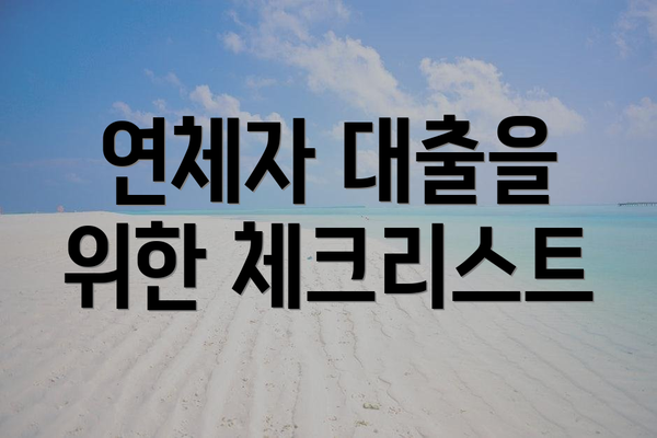 연체자 대출을 위한 체크리스트