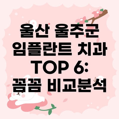 울산 울주군 임플란트 치과 TOP 6: 꼼꼼 비교분석