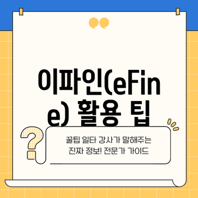이파인(eFine) 활용 팁