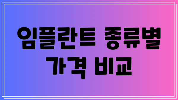 임플란트 종류별 가격 비교