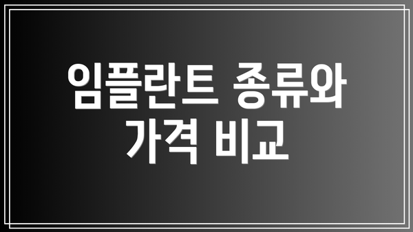 임플란트 종류와 가격 비교