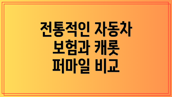 전통적인 자동차 보험과 캐롯 퍼마일 비교