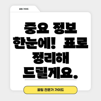 중요 정보 한눈에!  표로 정리해 드릴게요.