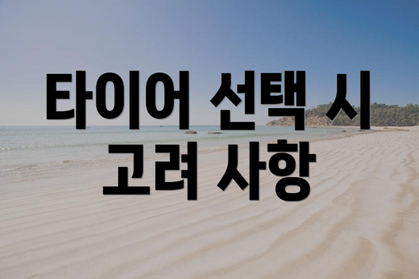 타이어 선택 시 고려 사항